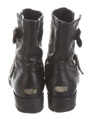 Jimmy Choo Black Leather Biker Boots Size 38